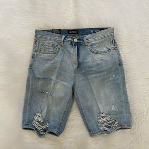 NEW wTag-BLANK NYC Wooster Slim Fit 10” Inseam Distressed Denim Shorts 32